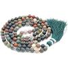 Generic Fukugems 108 mala tibetano collana per donne uomo, mala bracciale buddista, meditazione mala, Indian agate yoga mala