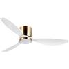 reiga 132CM Ventilatore da soffitto a incasso in oro bianco con telecomando luminoso, motore DC silenzioso a basso profilo 3 pale in legno per cucina, soggiorno, camera da letto
