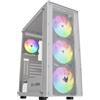 Oversteel - Azurite Case per PC da gioco compatibile con schede ATX, Micro ATX e ITX, 4 ventole A-RGB da 120 mm, frontale a rete, installazione verticale, vetro laterale temperato, USB 3.0, bianco