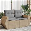 vidaXL Divano da Giardino con Cuscini a 2 Posti Beige in Polyrattan