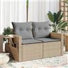 vidaXL Divano da Giardino con Cuscini a 2 Posti Beige in Polyrattan