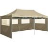 vidaXL Gazebo Professionale Pieghevole con 4 Pareti 3x6m Acciaio Crema