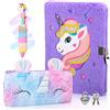 Anyfirst Diario Segreto A5 Bambina con Lucchetto, Set Include Taccuino in Peluche Unicorno, Regalo per Bambina di 5 6 7 8 9 10 11 12 Anni, Viola