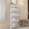 Dmora Scarpiera Gonzalo, Mobile portascarpe, Armadio da Ingresso Multiuso, Mobiletto per Calzature, 50x15h138 cm, Bianco, 4 Scomparti