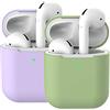 Molylove Compatibile con AirPods 2 Custodia in Silicone, 2X Case per Airpods Custodia Cover Custodia protettiva in silicone antiurto [Supporto ricarica wireless] (AirPods 2, Verde Matcha+Viola)