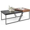LIFEZEAL Set di 2 tavolini estraibili in legno e metallo, tavolo da salotto in stile industriale, rettangolare, tavolo da caffè, 120 x 60 x 46 cm, marrone e nero