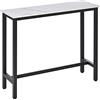 Homcom - Tavolo da bar - Tavolo alto da cucina - mis. 120 x 40 x 100 cm - telaio in acciaio nero, piano effetto marmo bianco