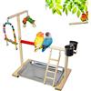 RoseFlower Supporto per Uccelli in Legno, Parco Giochi/Palestra/Set di Giocattoli, Trespolo per Pappagalli, Supporto per Pappagallo Portatile da Tavolo, con Posatoi, Scale, Altalena, Vassoio #1