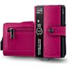 SLim Porta Carte di Credito Schermato Portafoglio Uomo Rfid Portatessere Anticlonazione Donna Portacarte Uomo (Bottalato Fucsia, Con Zip)