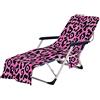 FANSU Telo Mare per Lettino da Spiaggia, Leopardato Microfibra Portatile Asciugamano Mare con Tasche, Ideale per Asciugamano Sportivo, Asciugamano da Viaggio (Rosa,75x210cm)