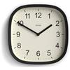 Jones Clocks® Sprite Orologio a parete | Orologio quadrato moderno retro arrotondato | 25cm | Nero | Numeri facili da leggere | Perfetto per cucina o ufficio