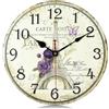 Lafocuse 30cm Orologio da Parete Torre Eiffel Silenzioso Vintage, Rustico Floreale Orologio Legno Shabby Chic, Retro Deco Senza Ticchettio per Soggiorno Camera da Letto Cucina Ufficio