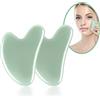 SYQZMYA Gua Sha - Set di 2 massaggi per la cura del viso, in resina a forma di cuore, strumenti per la cura della pelle, facile da pulire, verde delicato