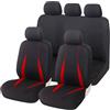 Adunsiaoto 9 Pezzi Coprisedile Auto, Set Di Coprisedili E Copri Poggiatesta per Sedili Anteriori Auto, Set Coprisedili Anteriori E Posteriori Con Poggiatesta, Sedile Interno Accessorio(Rosso)