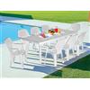 Dmora Esterno Mercurio, Ripiano Rettangolare, Tavolo allungabile da Giardino o da Bar, 100% Made in Italy, 160-220x90h74 cm, Bianco