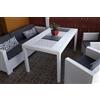 Dmora Esterno Giove, Rettangolare, Tavolo da Giardino Multiuso Effetto rattan, 100% Made in Italy, 150x90h74 cm, Bianco