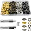 moonlux Kit di attrezzi per occhielli da 14 mm, rondelle per occhielli, pinza per occhielli, set di 120 attrezzi per la regolazione degli occhielli e 120 occhielli con scatola portaoggetti