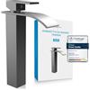 Bächlein Tamina - Rubinetto alto da bagno, design a cascata, miscelatore monocomando extra alto, con set di montaggio, per lavelli da appoggio, rubinetto del bagno, antracite