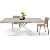 PAZZO DESIGN Tavolo Allungabile Flore, Gambe Tubolari Incrociate Menego Bianco, Made in Italy, Color Olmo Perla, 140 x 90 x 74 - Id_2251
