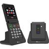 TTfone Telefono cellulare pieghevole TT660 per anziani con pulsanti grandi, assistenza emergenza e lunga durata batteria, 3G e 4G LTE, nero (con caricatore da tavolo)