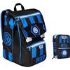 Scuola ZAINO F.C. Inter neroazzurri estensibile ORIGINALE NUOVA COLLEZIONE Seven + astuccio 3 piani completo + omaggio portachiave calcio e 7 penne a scatto cancellabili