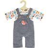 Heless 2215 Abbigliamento per Bambole in Design Wal Bobby, Set di 2 Pezzi con Salopette Grigia e Maglietta Stampata Colorata per Bambole e Animali di Peluche di Dimensioni da 35 a 45 Cm