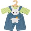 Heless 1316 - Vestiti per Bambole Bunny Lou, Set di 2 Pezzi con Salopette e Camicia a Righe per Bambole e Peluche di Taglia 28-35 cm