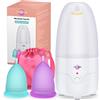 YTYOMUR Sterilizzatore a Vapore per Coppette Mestruali con 2 Coppette Mestruali Riutilizzabili, Kit di Lavaggio per Detergente per Coppe Mestruali