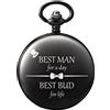 TREEWETO Personalizzato Orologio Da Tasca Inciso Per Uomo Groomsman Miglior Uomo Orologi Da Tasca Al Quarzo Fobwatch - Regali Sposo Per Matrimonio Testimoni Regalo Di Matrimonio, 1. Best Man - Nero
