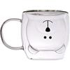 LINCMAN Carino Natale Tazza di Caffè Doppia Parete Tazza di Vetro Perfetto per Latte Macchiato,Americano,Cappuccino Adatto Come Regalo di Compleanno Romantico Creativo(Bear)