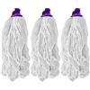HV - Set di 3 Testine di Ricambio per Mop - Cotone e Poliestere - Bianco - Mocio in Cotone - Mocio Assorbente - Adatta a Superfici Multiple