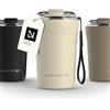 LARS NYSØM Tazza Termica per caffè Thermo Coffee Mug-to-Go con Cinturino & Coperchio in Tritan 380ml | Tazza da Viaggio 0,38 Litri con Isolamento | Per caffè e tè (Almond Beige, 380ml)