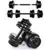 A2Z SPORT® 2 in 1 - Set di 2 Manubri Regolabili 20 kg / 30 kg / 40 kg / 50 kg Manubri Palestra e Bilanciere - Set di Manubri Regolabili Palestra con Barra di Collegamento per l'Allenamento di Forza