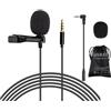 Gyvazla Lavalier Microfono, 2M Lavaier Microfono Clip a Condensatore Omnidirezionale 3.5mm con 2 Adattatore Esterno Microfono per Smartphone, PC, Telecamere