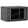 WAYTEX 37401 - Armadietto di rete 19 pollici 6U - L 600 x P 450 x H 368 mm - Parete o appoggiata su gambe fornite - Porta in vetro con serratura - Colore nero