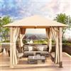 JUMMICO Gazebo Esterno Resistente 3x3m，Gazebo da Giardino Impermeabile con telaio in Alluminio, Tende per Eventi Stabile con Teli Laterali Apribili, Gazebo per Feste, Beige