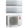 Mitsubishi Electric Climatizzatore Condizionatore Mitsubishi Electric Dual Split Inverter serie KIRIGAMINE ZEN SILVER MSZ-EF 7+15 con MXZ-2F53VF R-32 Wi-Fi Integrato Colore Argento 7000+15000