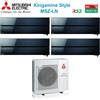 Mitsubishi Electric Climatizzatore Condizionatore Mitsubishi Electric Quadri Split Inverter serie Kirigamine Style MSZ-LN 9+9+12+12 con MXZ-4F80VF Onyx Black R-32 Wi-Fi Integrato Colore Nero 9000+9000+12000+12000