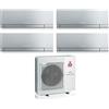 Mitsubishi Electric Climatizzatore Condizionatore Mitsubishi Electric Quadri Split Inverter serie KIRIGAMINE ZEN SILVER MSZ-EF 7+9+9+18 con MXZ-4F72VF R-32 Wi-Fi Integrato Colore Argento 7000+9000+9000+18000