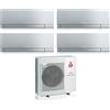 Mitsubishi Electric Climatizzatore Condizionatore Mitsubishi Electric Quadri Split Inverter serie KIRIGAMINE ZEN SILVER MSZ-EF 9+9+9+15 con MXZ-4F72VF R-32 Wi-Fi Integrato Colore Argento 9000+9000+9000+15000