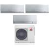 Mitsubishi Electric Climatizzatore Condizionatore Mitsubishi Electric Trial Split Inverter serie KIRIGAMINE ZEN SILVER MSZ-EF 7+7+15 con MXZ-3F68VF R-32 Wi-Fi Integrato Colore Argento 7000+7000+15000