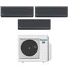 Panasonic Climatizzatore Condizionatore Panasonic Trial Split Inverter Serie Etherea Dark 7+7+12 con CU-3Z52TBE R-32 Wi-Fi Integrato Colore Grigio Grafite 7000+7000+12000