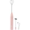 TOPINCN Montalatte, Mini Agitatore Elettrico Portatile Schiuma Maker Frullino Elettrico Cordless Frullino Elettrico Multifunzione Montalatte Montalatte Con 2 Teste Frullino Per La Casa Bere Caffè(Rosa)