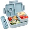 Bugucat Lunch Box 1300ML, Portapranzo Bento Box Contenitori 5+2 Scomparti, Pranzo Impilabile Schiscetta Pranzo da Ufficio, Porta Pranzo ermetico con Forchetta e Cucchiaio Microonde Sicuro,Blu