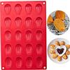 Bustlwor Madeleines Stampo, Stampo in Silicone, Mini Madeleine Stampo in Silicone a Forma di Conchiglia, con Rivestimento Antiaderente, per Torte, Cioccolato, Caramelle e Biscotti, Colore (Rosso)
