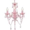 vidaXL Lampadario con Perle di Cristallo Rotondo 3 Lampadine E14 Lampada Soffitto Luce Pendente Base in Metallo Rosa Gocce Acrilico Trasparente