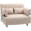 HOMCOM Divano Letto 2 Posti 3 in 1 Convertibile in Poltrona Reclinabile con Schienale Regolabile e 4 Cuscini Imbottiti, 102x82x81 cm, Beige