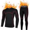 AMZSPORT Intimo Termico Uomo Set di Maglietta e Pantaloni a Compressione Asciugatura Rapida per Sci Palestra Ciclismo Calcio Corsa, NeroRosso M