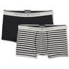 Emporio Armani Stretch Cotton Yarn Dyed Striped 2-Pack Trunk, Boxer Uomo, Multicolore (Black-Stone Stripe), XL