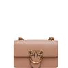 PINKO BORSA DONNA PINKO MINI LOVE BAG ONE BEIGE IN PELLE MANO SETA CON FIBBIA LOVE BIRDS DIAMOND CUT E CATENA IN METALLO DORATO